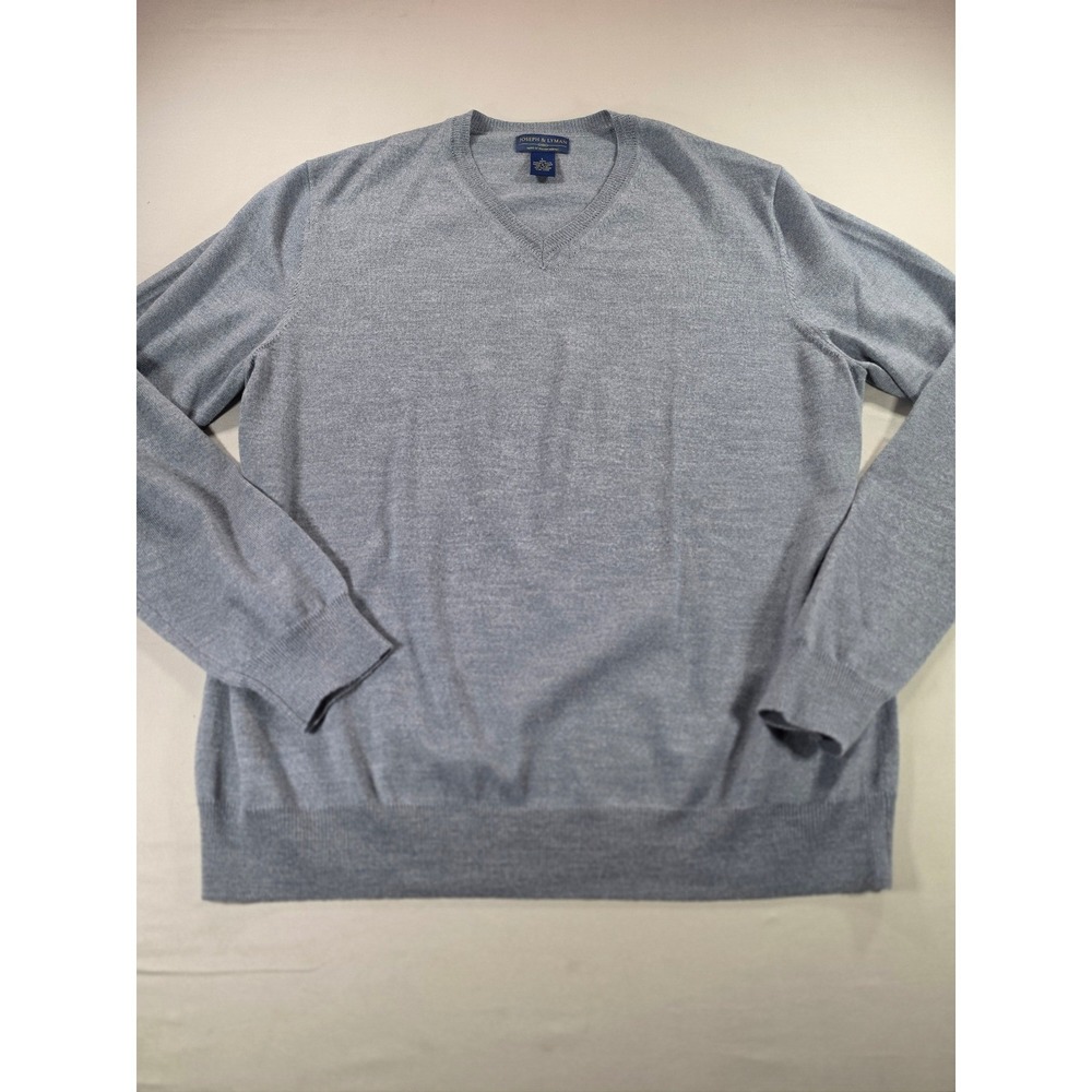 Joseph & Lyman Mens Blue 100% Italian Merino Wool V-Neck Sweater Size L